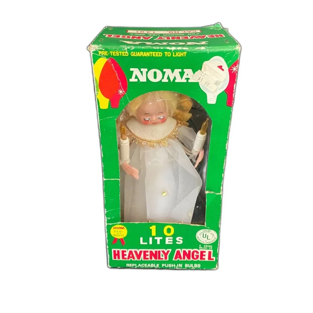 VTG Noma Heavenly Angel Tree Topper Lighted Japan w Box Nostalgic Xmas
